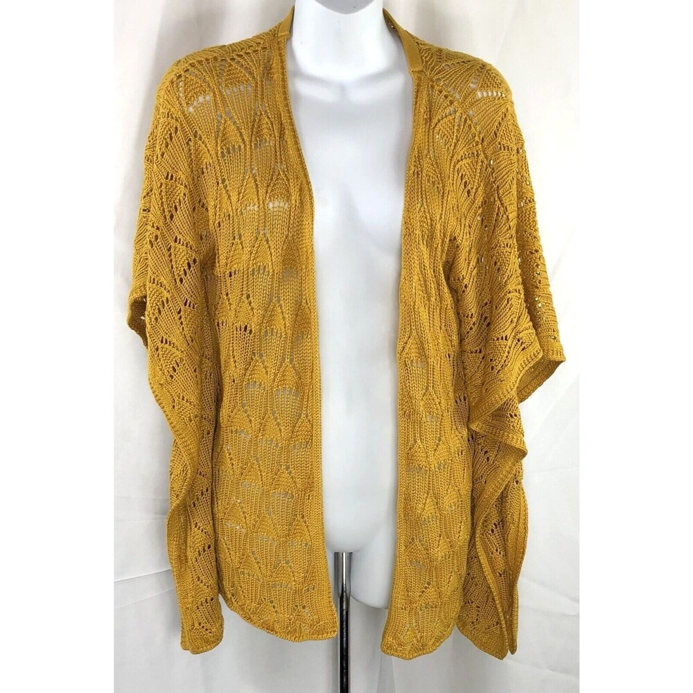 Cato Cardigan Sweater L Gold Open Dolman Sleeve Capsule Cottage Boho Office